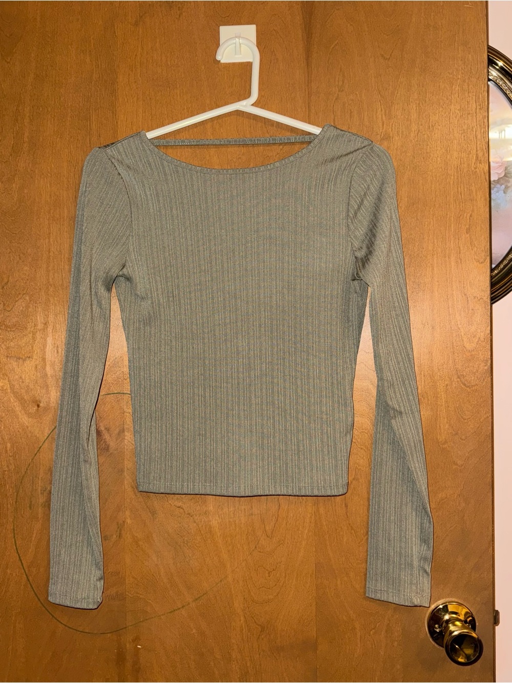 Cotton On Light Gray Ribbed Long Sleeve Tee